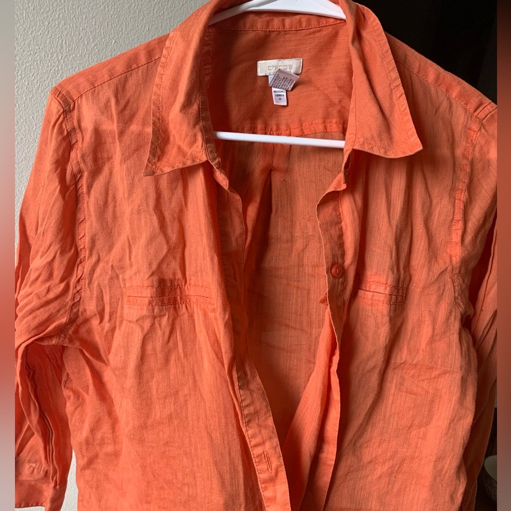 Orange button up - Picture 4 of 5